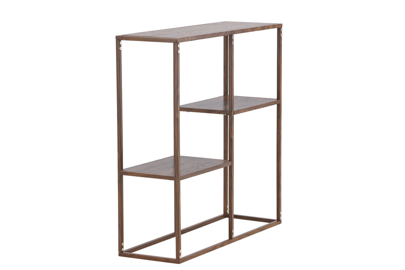 Venture Home - Staal – reol med stålramme og valnød MDF – 80×26×81 cm