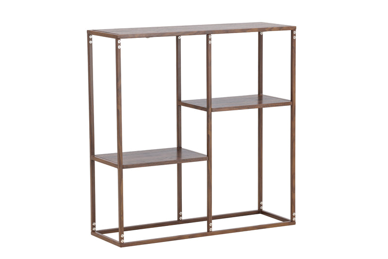 Venture Home - Staal – reol med stålramme og valnød MDF – 80×26×81 cm
