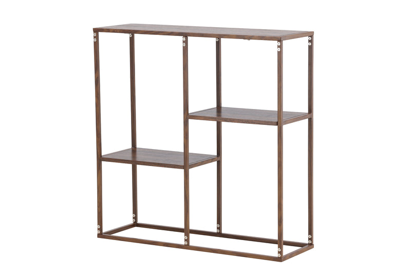 Venture Home - Staal – reol med stålramme og valnød MDF – 80×26×81 cm