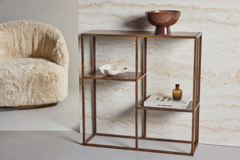 Venture Home - Staal – reol med stålramme og valnød MDF – 80×26×81 cm