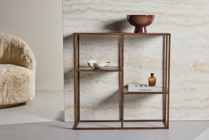 Venture Home - Staal – reol med stålramme og valnød MDF – 80×26×81 cm