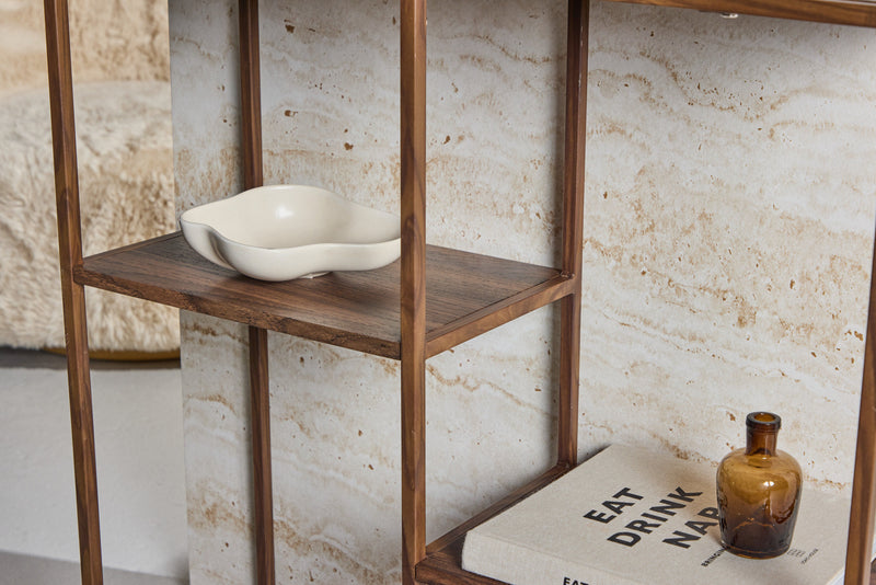 Venture Home - Staal – reol med stålramme og valnød MDF – 80×26×81 cm