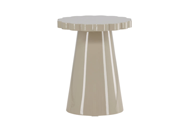 Venture Home Krull – sidebord med bølget kant – Ø45×55 cm – blank beige MDF