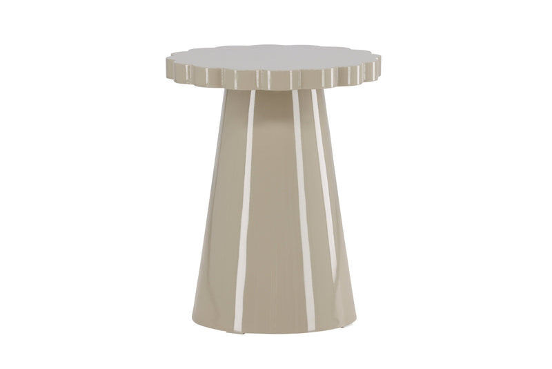 Venture Home Krull – sidebord med bølget kant – Ø45×55 cm – blank beige MDF
