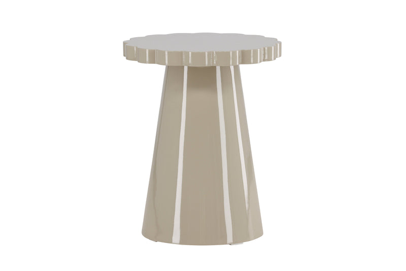 Venture Home Krull – sidebord med bølget kant – Ø45×55 cm – blank beige MDF