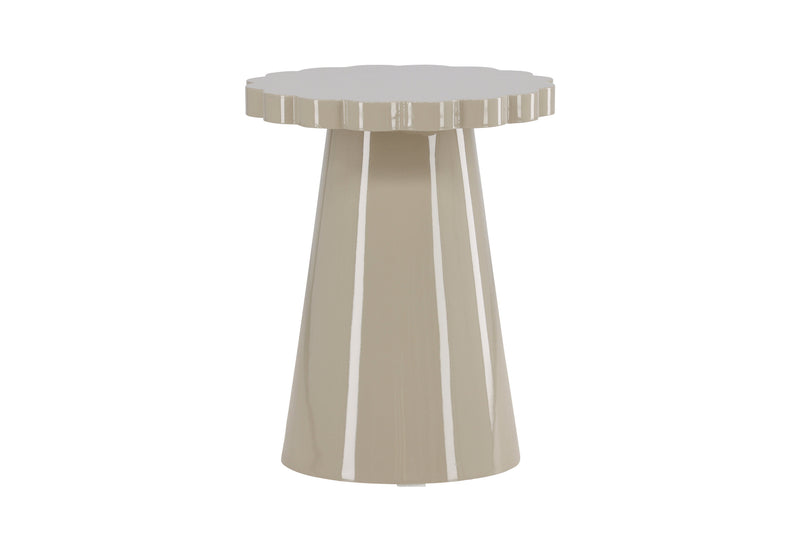 Venture Home Krull – sidebord med bølget kant – Ø45×55 cm – blank beige MDF