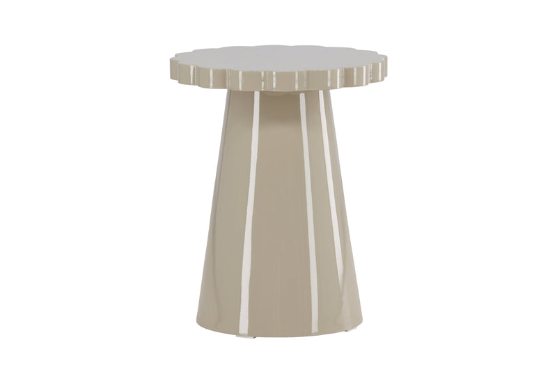 Venture Home Krull – sidebord med bølget kant – Ø45×55 cm – blank beige MDF