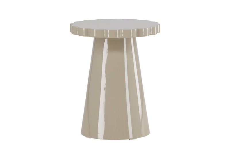 Venture Home Krull – sidebord med bølget kant – Ø45×55 cm – blank beige MDF