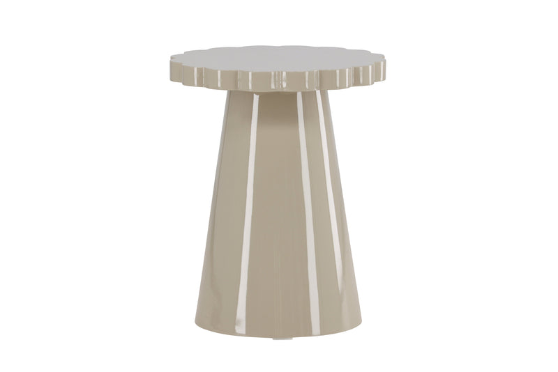 Venture Home Krull – sidebord med bølget kant – Ø45×55 cm – blank beige MDF