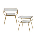 AMAZING SIDETABLE METAL/GLASS ANTIQUE BRASS