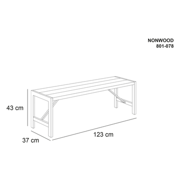 Hortus - Bænk H-model 123 cm. nonwood antracit og galv. stel