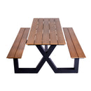 Hortus - Bord-/bænkesæt X-model teak nonwood og antracitstel