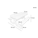 Hortus - Bord-/bænkesæt X-model teak nonwood og antracitstel, H: 72/44 x B: 151 x L: 176 cm