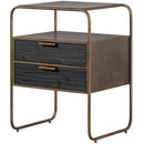 POLITE NIGHTSTAND METAL/WOOD ANTIQUE BRASS
