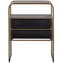 POLITE NIGHTSTAND METAL/WOOD ANTIQUE BRASS