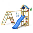 Jungle Gym - Legetårn Jungle Gym Patio m/2-Climb Module 200 og blå rutsjebane