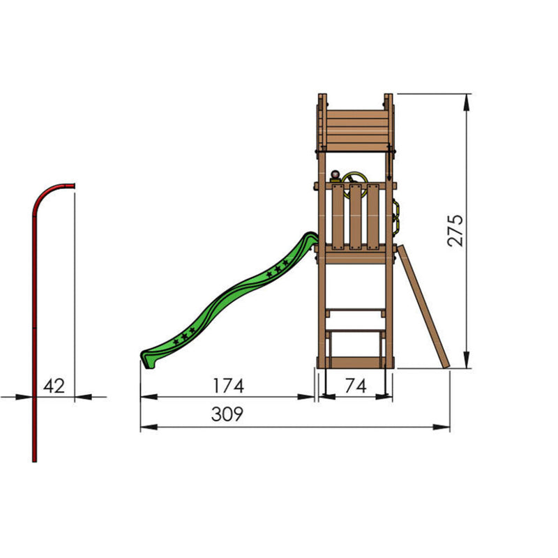 Jungle Gym - Legetårn Jungle Gym Totem m/rød rutschebane