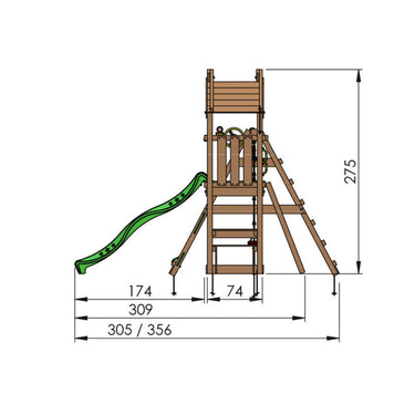Jungle Gym - Legetårn Jungle Gym Totem m/2-klatre Modul 200 blå rutschebane