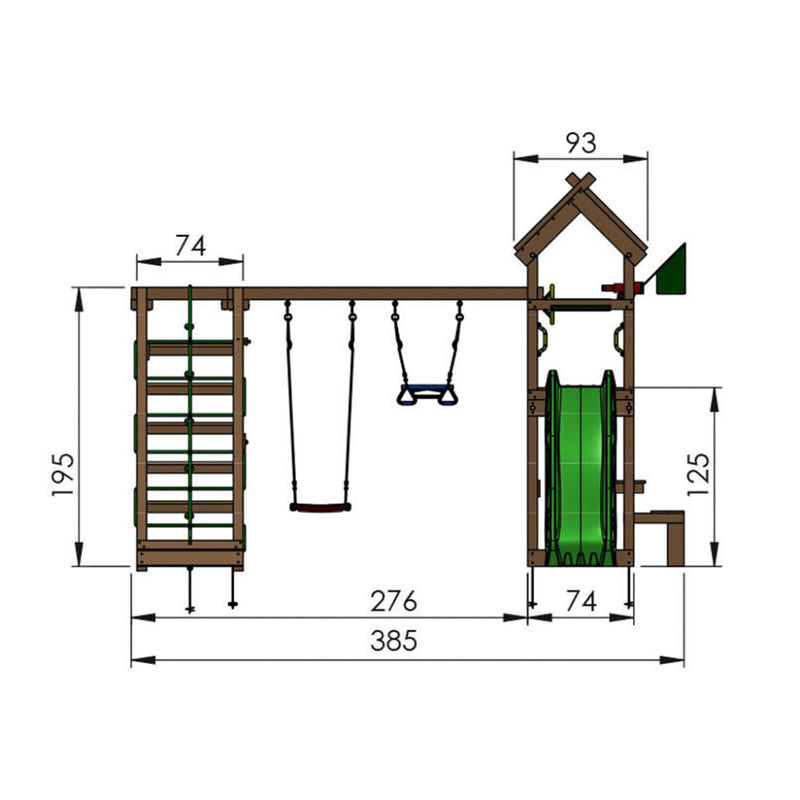 Jungle Gym - Legetårn Jungle Gym Totem m/2-klatre modul 200 og rød rutschebane