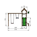 Jungle Gym - Legetårn Jungle Gym Totem w/2-Swing Module 200 og blå rutschebane