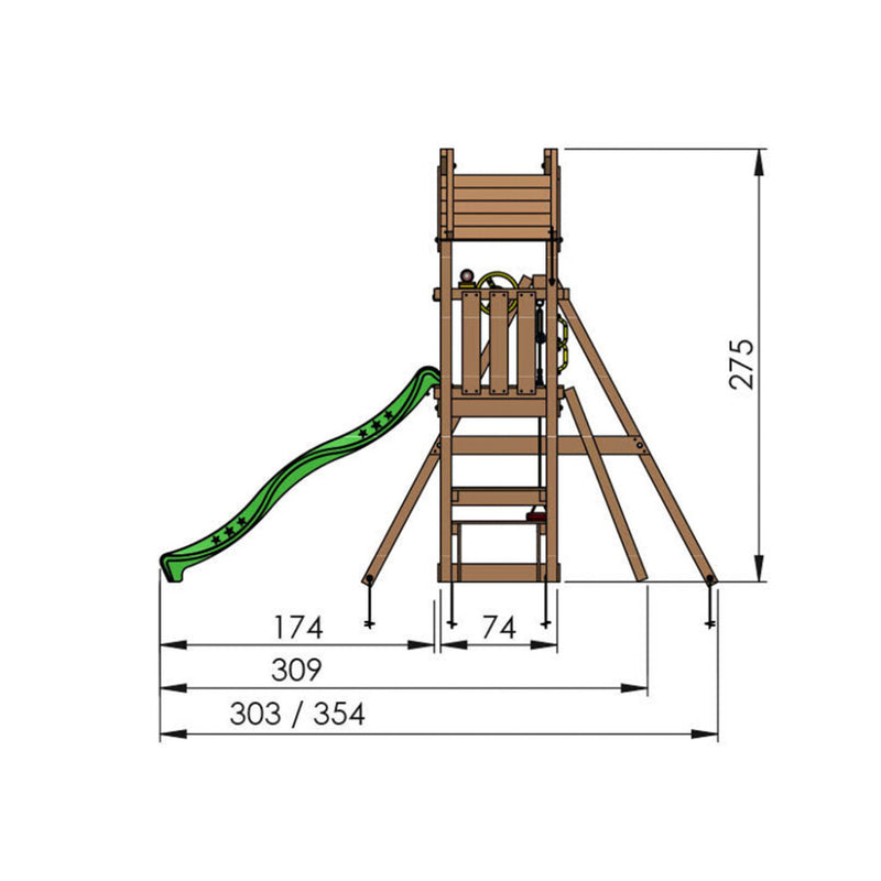 Jungle Gym - Legetårn Jungle Gym Totem m/2-gynge modul 200 og rød rutschebane