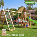 Jungle Gym - Legetårn Jungle Gym Cubby m/2-Climb Module 220, 120 kg sand og grøn rutschebane