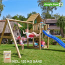 Jungle Gym - Legetårn Jungle Gym Cubby m/2-Swing Module 220, blå rutschebane og 120 kg sand