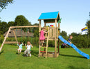Jungle Gym - Legetårn Jungle Gym Castle 2.1 m/2-Swing Module 220 og blå rutschebane