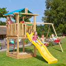 Jungle Gym - Legetårn Jungle Gym Hut 2.1 m/2-Swing Module 220 og gul rutschebane