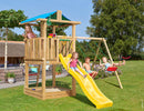 Jungle Gym - Legetårn Jungle Gym Hut 2.1 m/2-Swing Module 220 og gul rutschebane