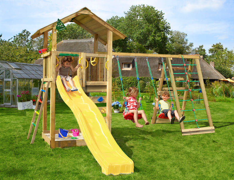 Jungle Gym - Legetårn Jungle Gym Sierra 2.1 m/2-Climb Module 220 og gul rutschebane