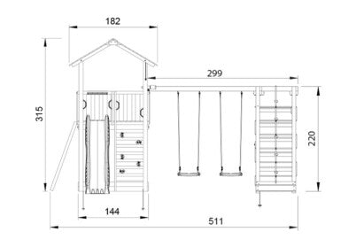 Jungle Gym - Legetårn Jungle Gym Sierra 2.1 m/2-Climb Module 220 og grøn rutschebane
