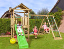 Jungle Gym - Legetårn Jungle Gym House 2.1 m/2-Climb Module 220 og grøn rutschebane