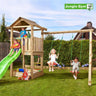 Jungle Gym - Legetårn Jungle Gym House 2.1 m/2-Swing Module 220 og grøn rutschebane - Bolig og Haven
