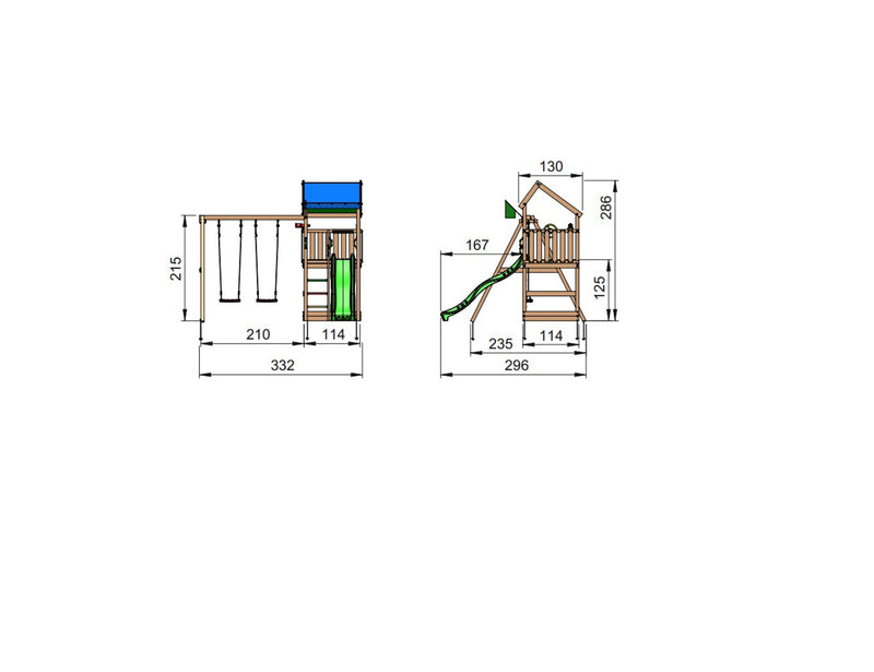 Jungle Gym - Legetårn Jungle Gym Home 2.1 m/2-Swing Module 220 ekskl. rutschebane