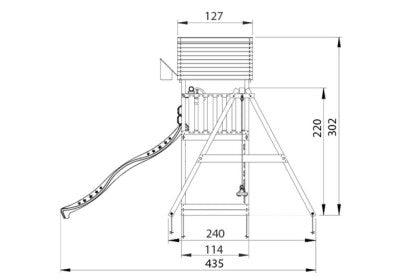 Jungle Gym - Legetårn Cabin 2.1 m/2-Swing Module 220, grøn rutsjebane og 120 kg sand