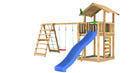 Jungle Gym - Legetårn Jungle Gym Chalet 2.1 m/2-Climb Module 220 og blå rutschebane