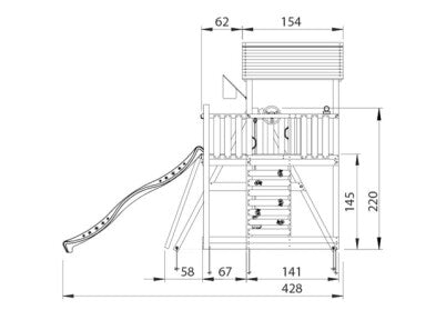 Jungle Gym - Legetårn Jungle Gym Cht 2.1 alem/2-Swing Module 220, blå rutschebane og 120 kg sand
