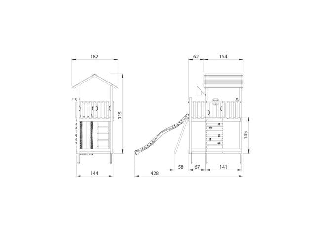 Jungle Gym - Legetårn Jungle Gym Chalet 2.1 m/grøn rutschebane