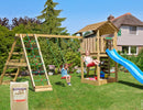 Jungle Gym - Legetårn Jungle Gym Cottage 2.1 m/2-Climb Modul 220, blå rutschebane og 120 kg sand