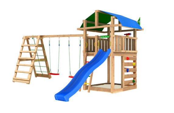 Jungle Gym - Legetårn Jungle Gym Fort 2.1 inkl. Climb Module og blå rutschebane