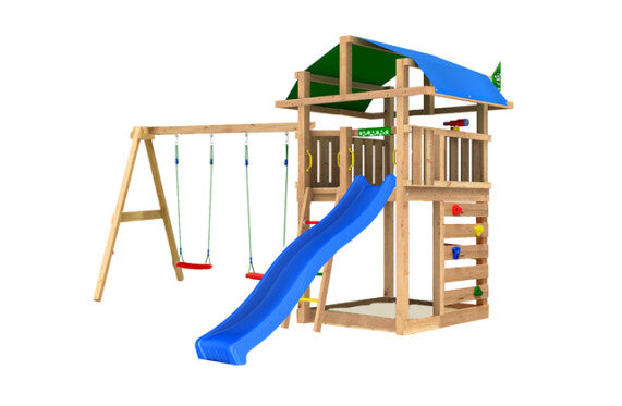 Jungle Gym - Legetårn Jungle Gym Fort 2.1 inkl. Swing Module og blå rutschebane