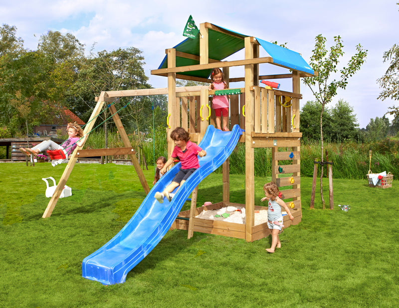 Jungle Gym - Legetårn Jungle Gym Fort 2.1 inkl. Swing Module og blå rutschebane