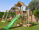 Jungle Gym - Legetårn Jungle Gym Mansion 2.1 m/2-Climb Module 220, grøn rutsjebane og 120 kg sand