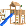 Jungle Gym - Legetårn Jungle Gym Mansion 2.1 m/2-Climb Module 220, blå rutsjebane og 120 kg sand - Bolig og Haven