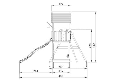 Jungle Gym - Legetårn Jungle Gym Mansion 2.1 m/2-Swing Module 220, blå rutsjebane og 120 kg sand