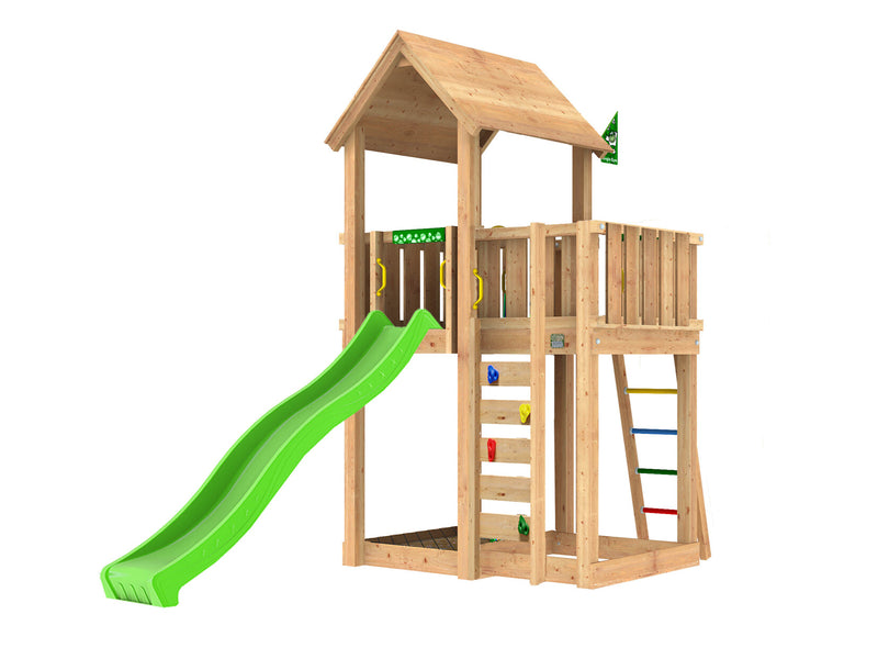 Jungle Gym - Legetårn Jungle Gym Mansion 2.1 m/grøn rutsjebane og 120 kg sand