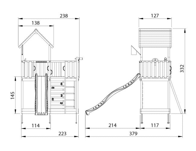 Jungle Gym - Legetårn Jungle Gym Mansion 2.1 m/blå rutsjebane og 120 kg sand