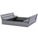 Nordic Play - Sandkasse 120 x 120 cm med vippelåg og bænk, grå, grundmalet