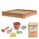 Nordic Play - Sandkasse lærk 150 x 150 cm med 240 kg sand og strandsæt